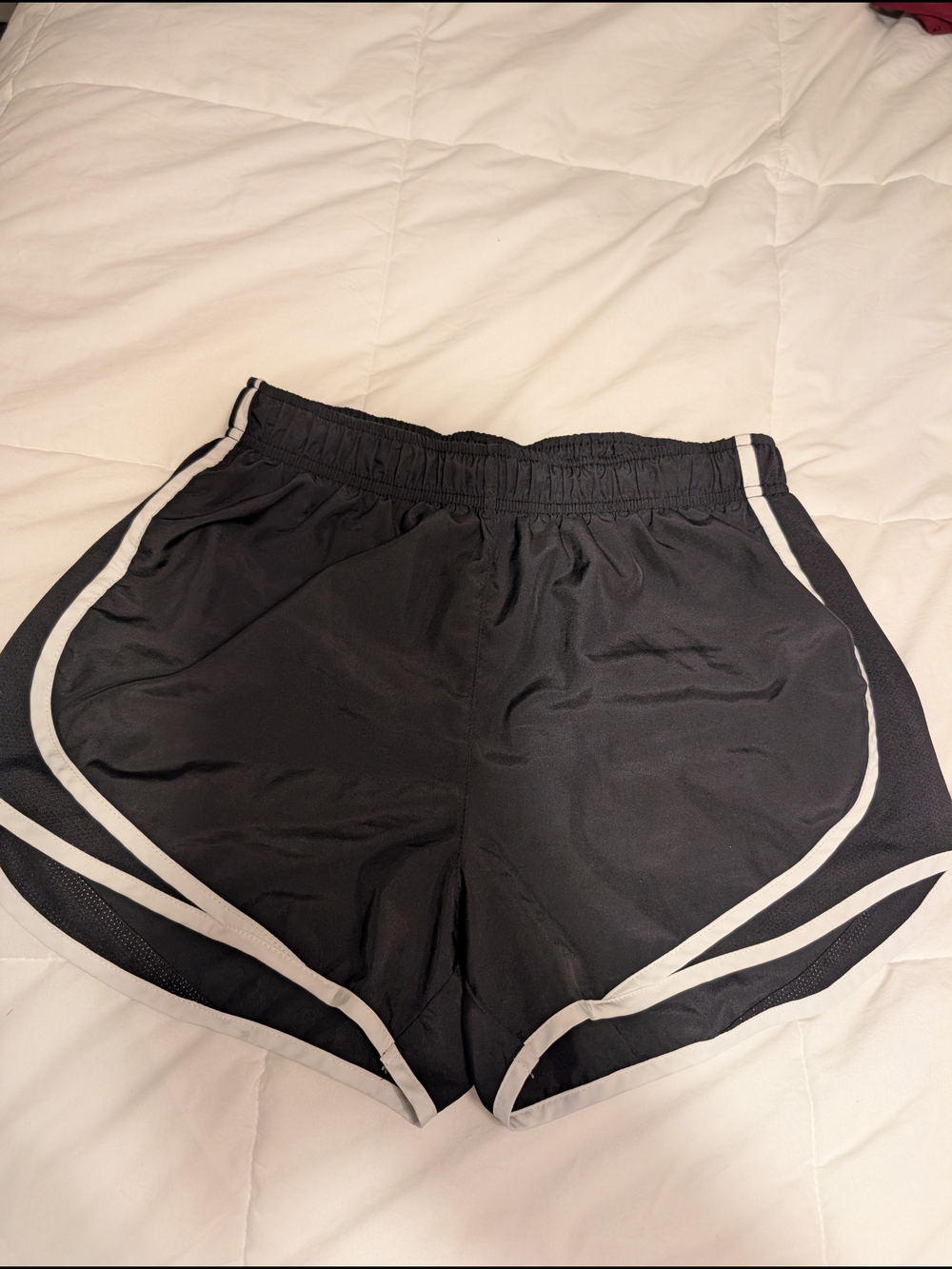 Nike Dri Fit Black Women's Athletic Shorts with White Trim